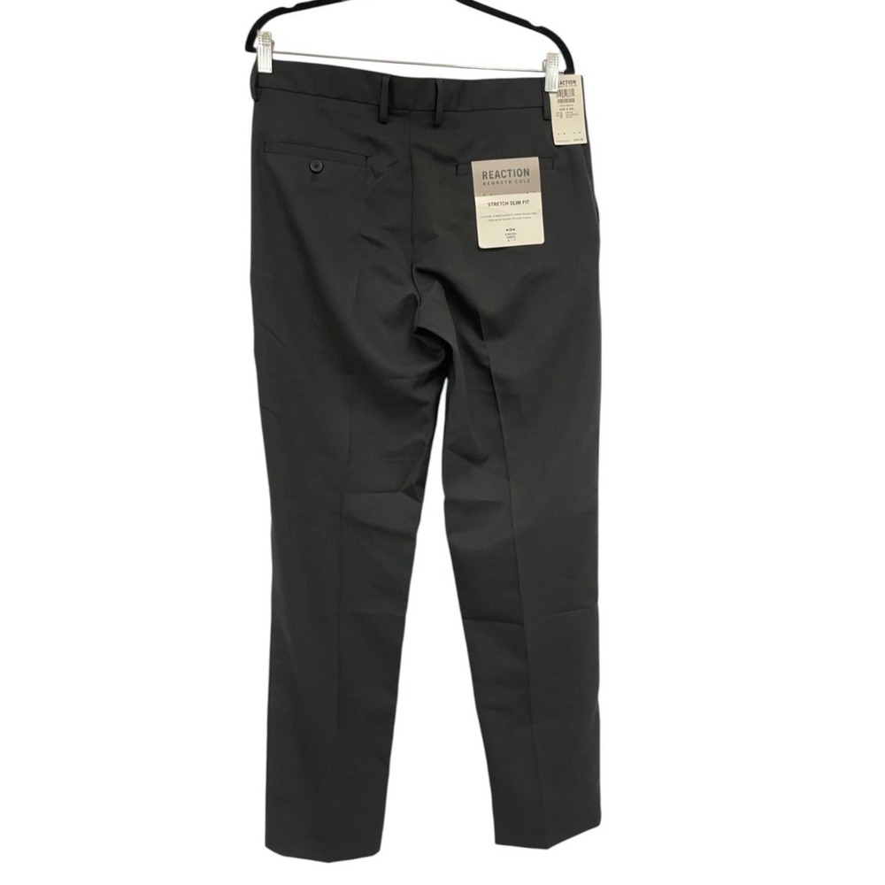Kenneth Cole Reaction Mens Stretch Slim Fit Dress Pants Charcoal Gray 32x32 New